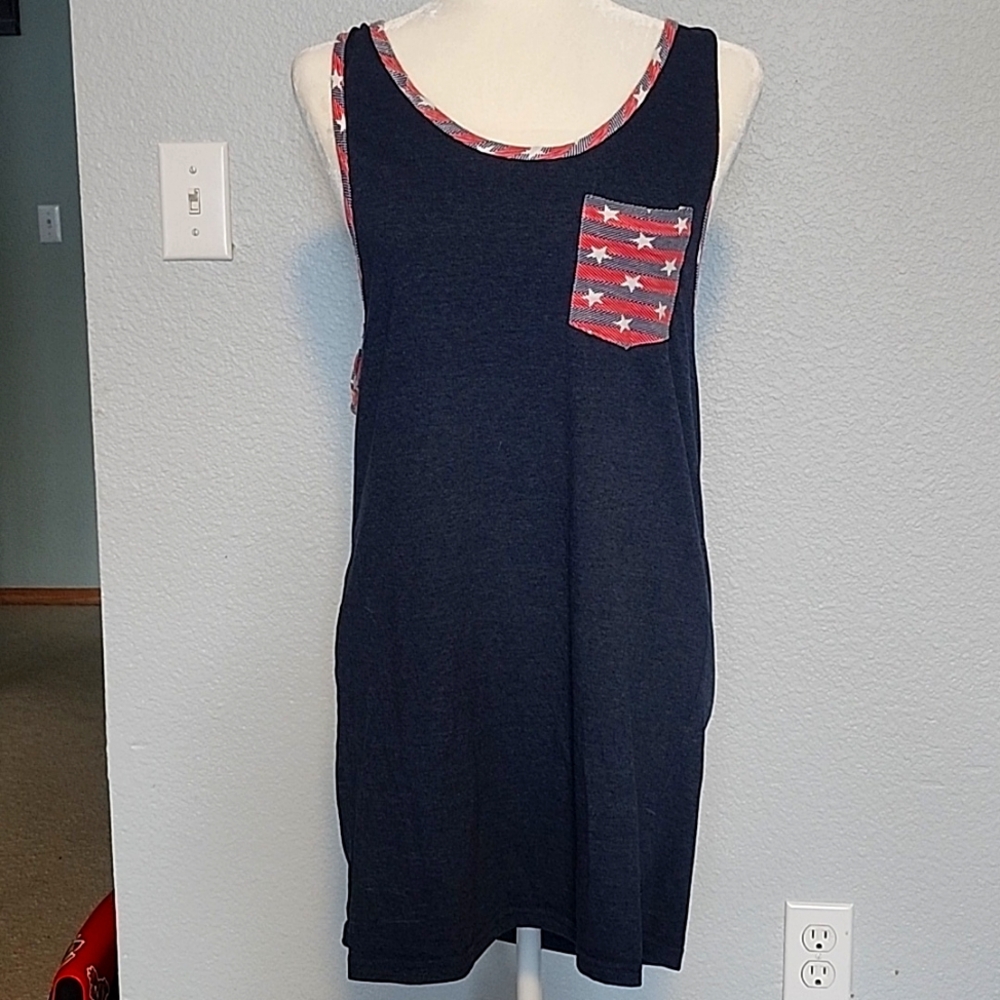 Company Eighty One Patriotic Tank Top Men's Size XL Navy Blue With Red, White